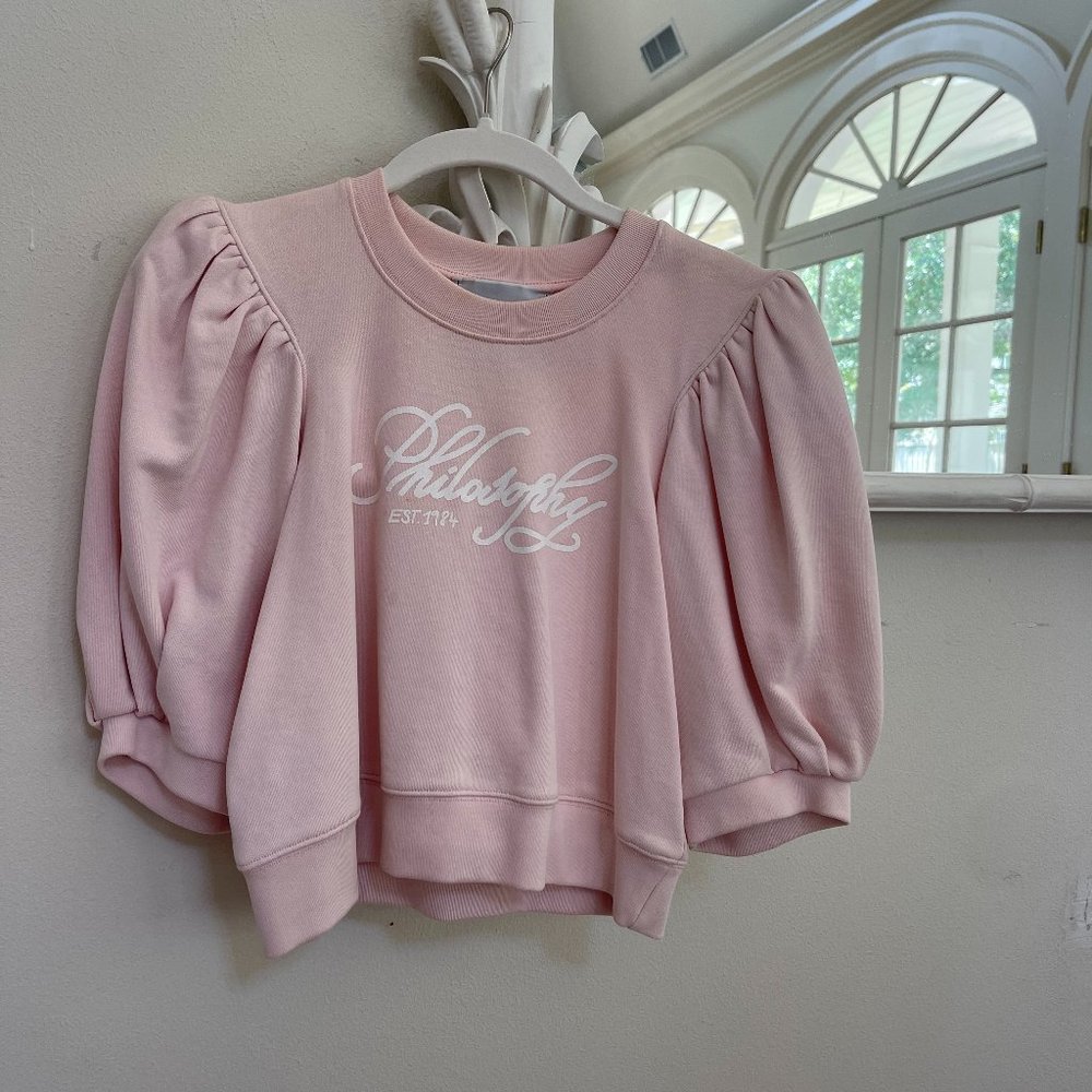 Philosophy Di Lorenzo Serafini sweatshirt top with pleated puffy shoulder